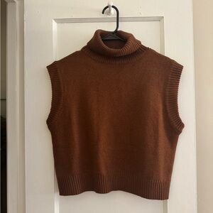 Fate Rust Sleeveless Turtleneck Sweater